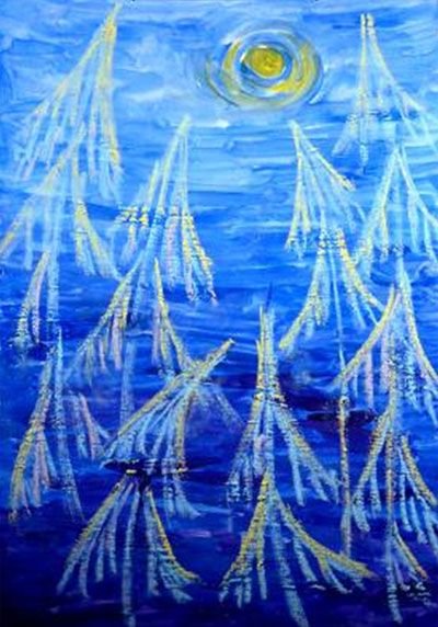 Рисование восковыми мелками и гуашью