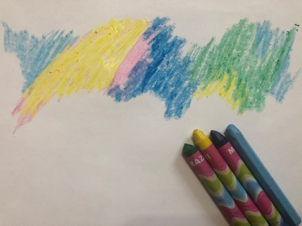 Северное сияние восковые мелки и акварель