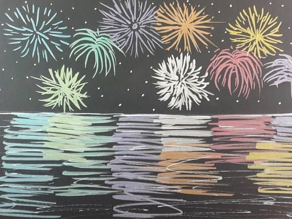 Граттаж день Победы салют