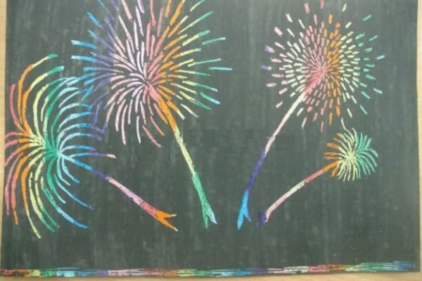 Фейерверк рисунок мелками (49 фото)