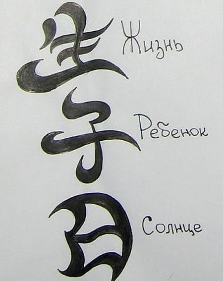 Легкие тату иероглифы