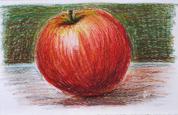 Рисование масляной пастелью яблоки