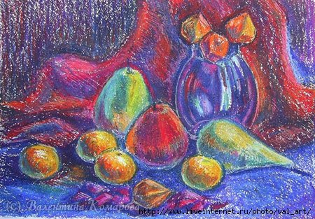 Натюрморт восковыми мелками