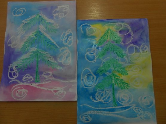 Рисование восковыми мелками и акварелью в подготовительной группе