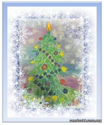 Рисование восковыми мелками новый год