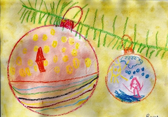 Рисование на тему новогодние елочные шары