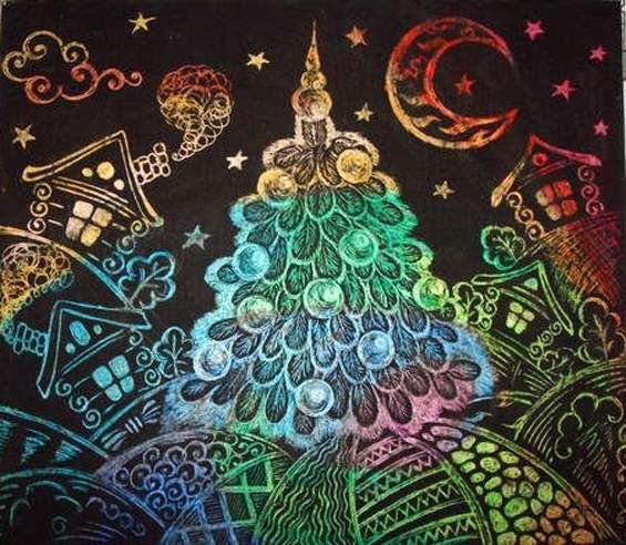 Граттаж елка