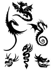 Лёгкие тату дракона хной