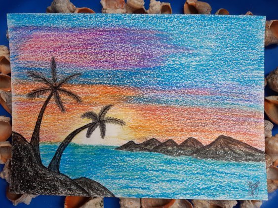 Восковые мелки и акварель