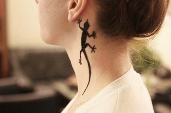 Тату хной на шее для девушек