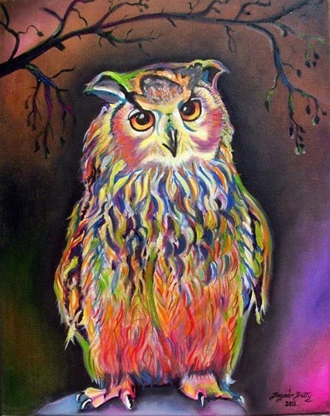 Сова пастелью для детей