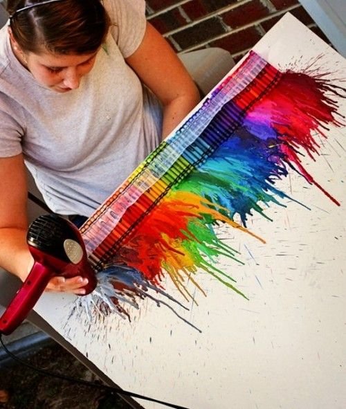 Восковыми мелками на одежде