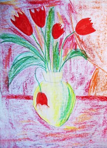 Астры пастелью масляной