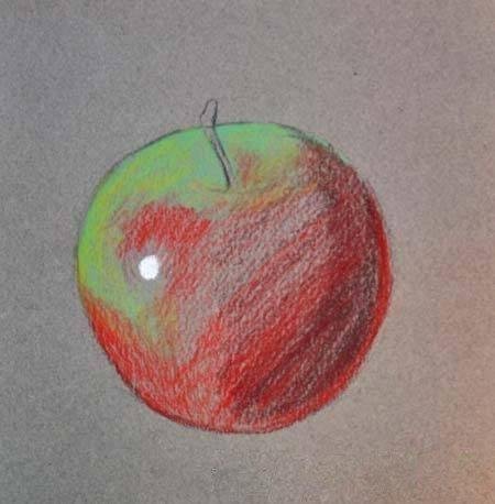 Рисование масляной пастелью яблоки