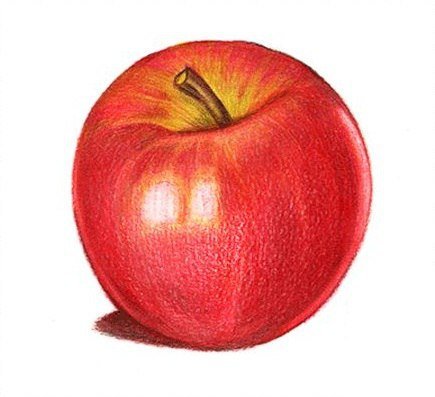 Яблоко цветными карандашами