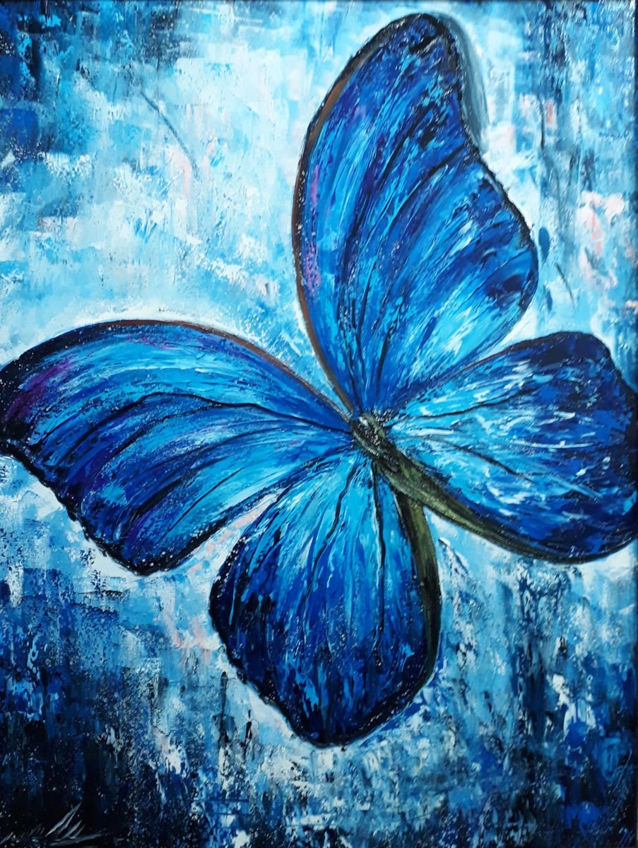 Бабочки синие живопись