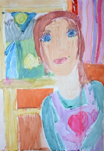 Портрет мамы мелками