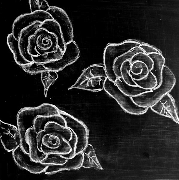 Цветы мелом на доске