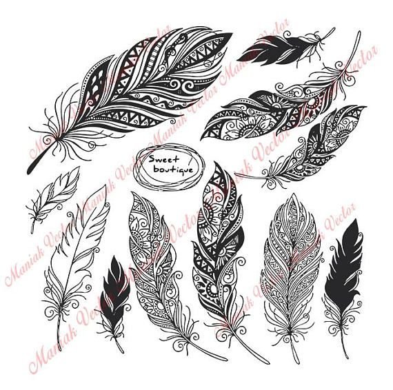 Перо мехенди тату эскиз