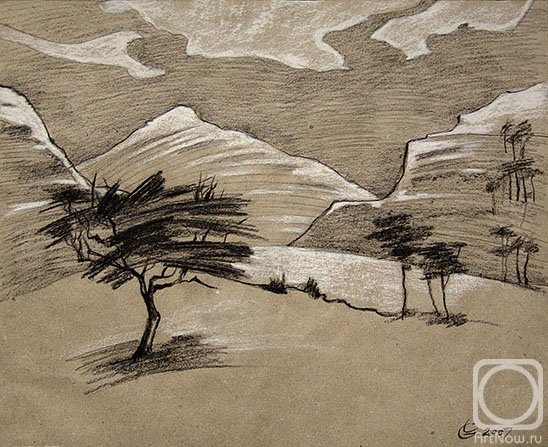 Горы на тонированной бумаге