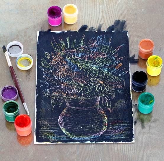 Техника граттаж рисование гуашью