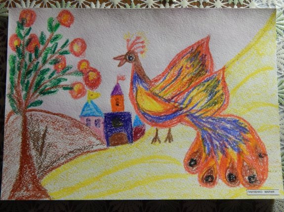 Птицы восковыми мелками