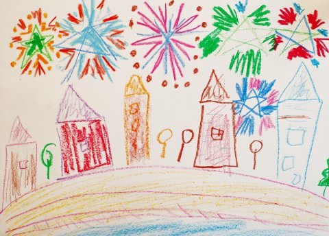 Город восковыми мелками