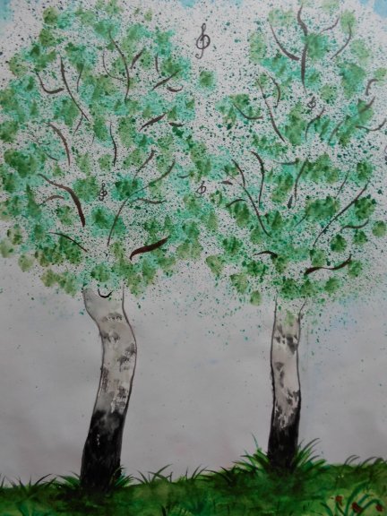 Рисование березы в разных техниках