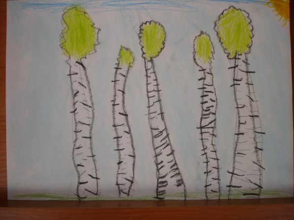 Рисование березы для дошкольников