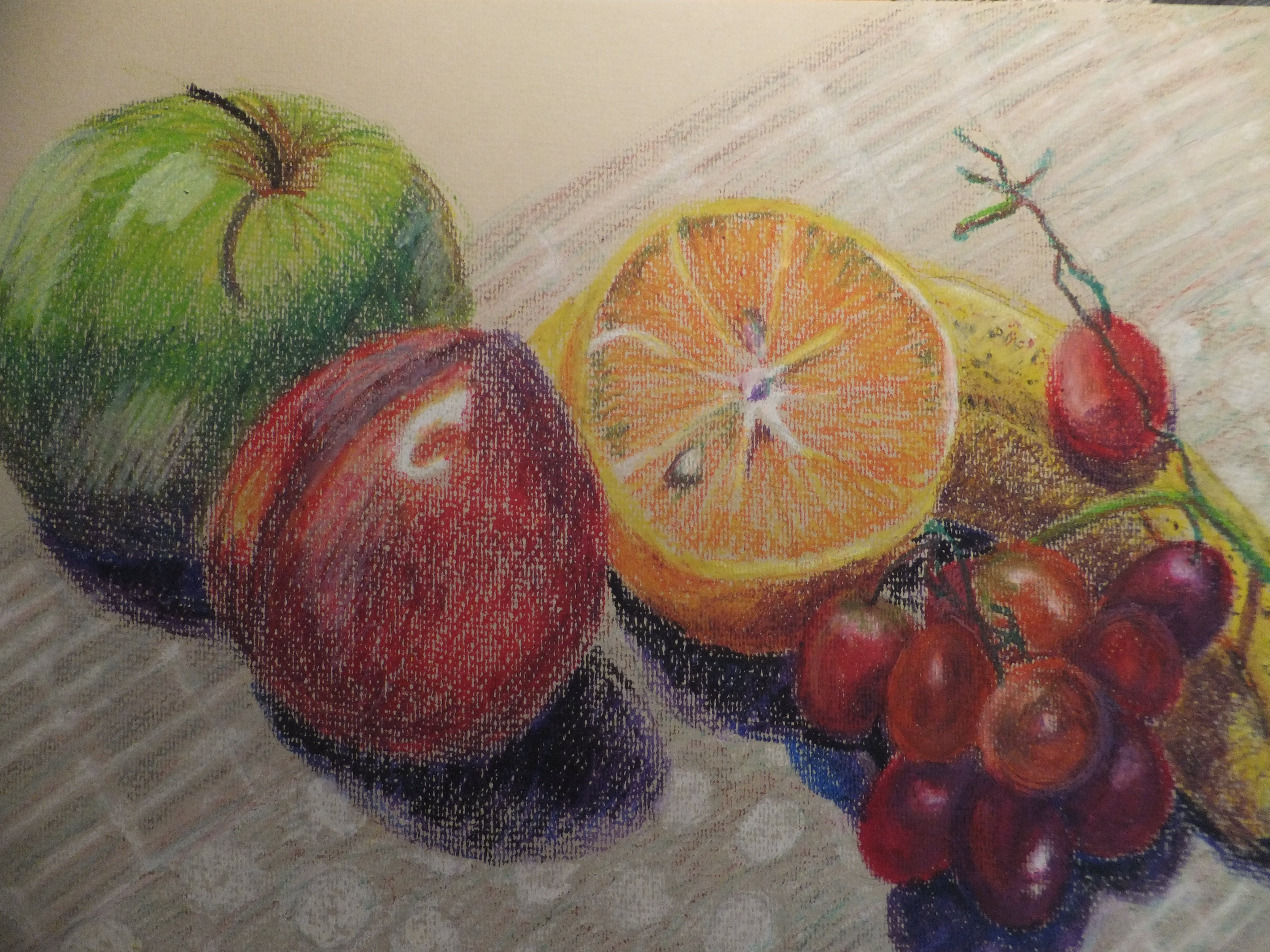 Рисунки пастелью фрукты