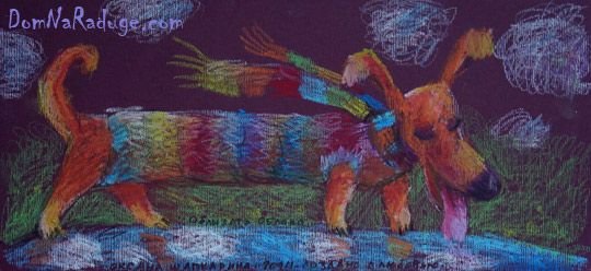 Собака мелками для детей