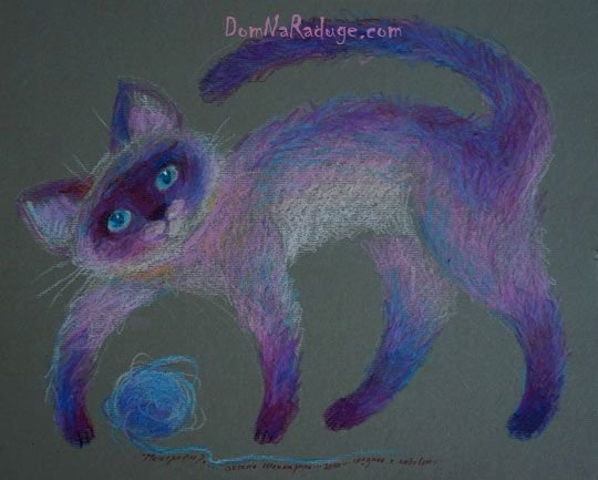 Кот пастелью сухой