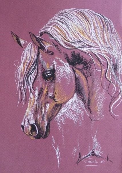 Лошадь пастелью сухой