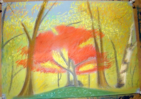 Золотая осень восковыми мелками