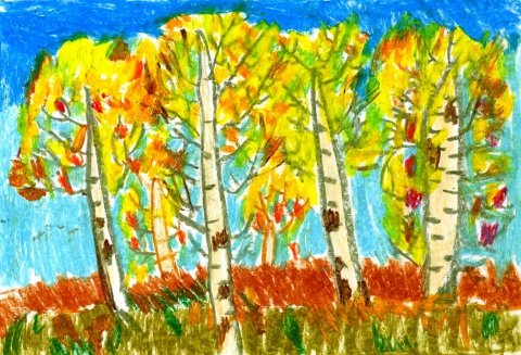 Рисование осень восковыми