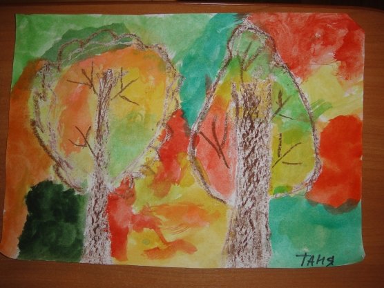 Рисование в старшей группе осень мелками