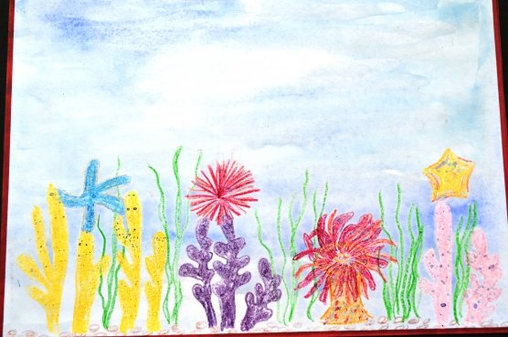 Рисование в технике фроттаж листья