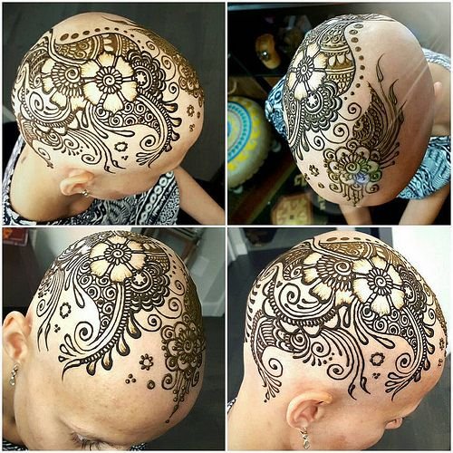 Орнамент хной на голове
