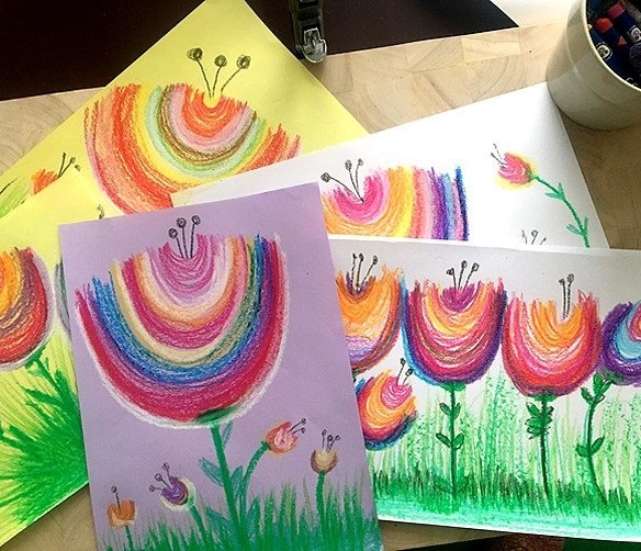 Рисование для детей восковыми карандашами