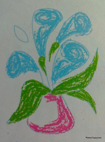 Рисование цветов восковыми мелками
