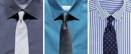 Белая рубашка в горох с галстуком