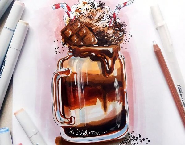 Клубника рисунок маркерами