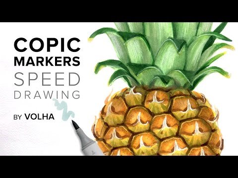 Скетчинг ананас маркерами