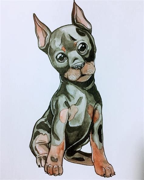 Рисунок добермана маркерами