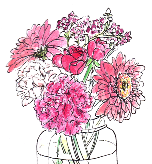 Букет цветов фломастерами