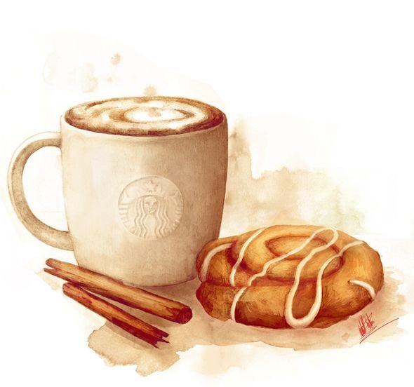 Нарисовать чашку с чаем и печеньем