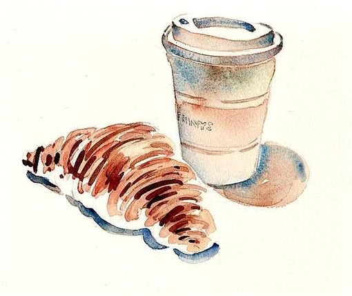 Стакан кофе акварель