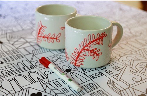 Роспись кружки фломастерами для керамики