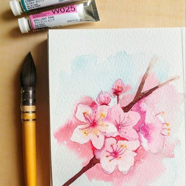 Ветка Сакуры маркерами