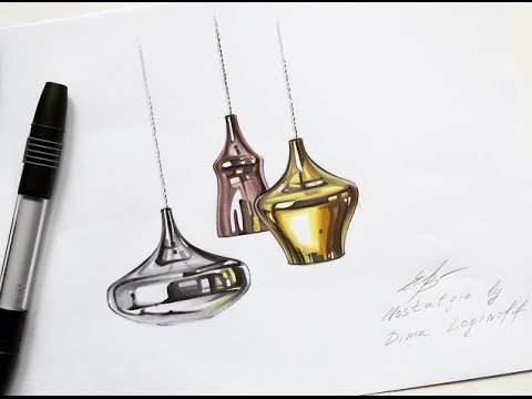 Зарисовки светильников маркерами